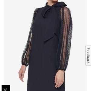 Vince Camuto Sheer-Sleeve Bow-Detail Dress